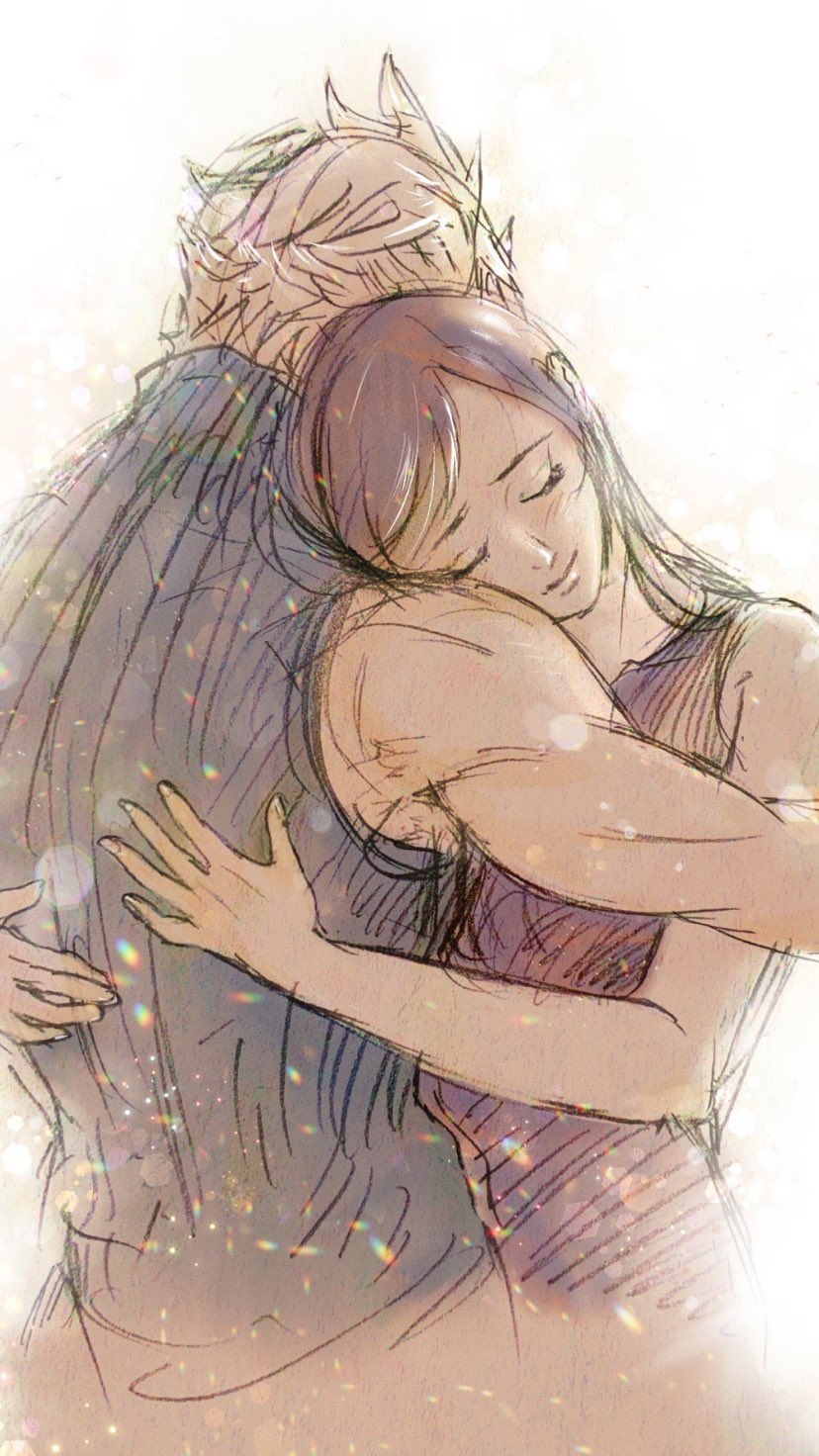 tifa lockhart and cloud strife (final fantasy and 2 more) drawn by rakuct