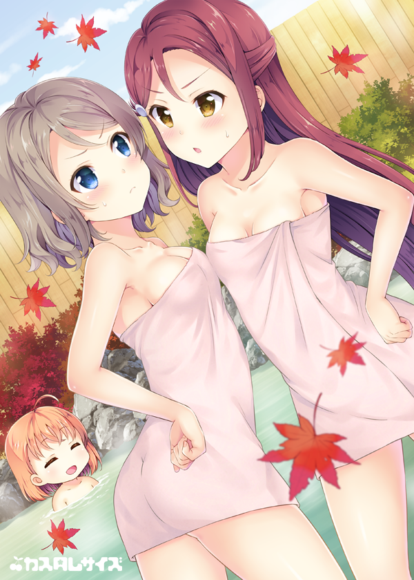 watanabe you, sakurauchi riko, and takami chika (love live! and 1 more) drawn by sakurai_makoto_(custom_size)