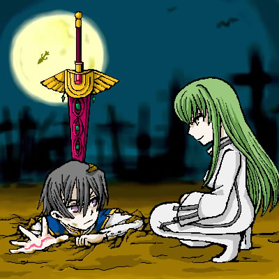 c.c. and lelouch vi britannia (code geass) drawn by tokiwa_(mukoku)