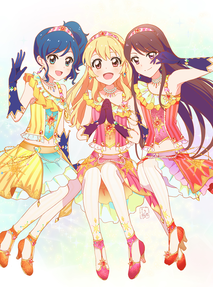 hoshimiya ichigo, kiriya aoi, and shibuki ran (aikatsu!) drawn by ume_(plumblossom)