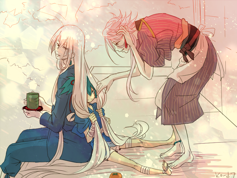 sayo samonji, souza samonji, and kousetsu samonji (touken ranbu) drawn by ko_d8