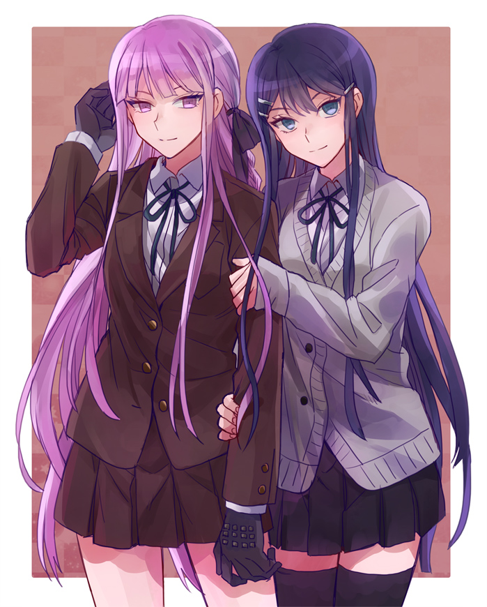 kirigiri kyoko and maizono sayaka (danganronpa and 1 more) drawn by okuragon