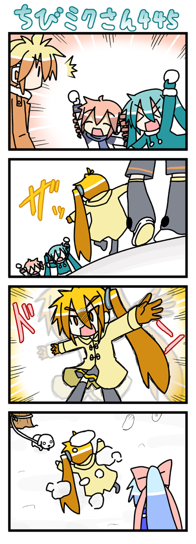 hatsune miku, kagamine len, kasane teto, akita neru, chibi miku, and 2 more (vocaloid and 1 more) drawn by minami_(colorful_palette)