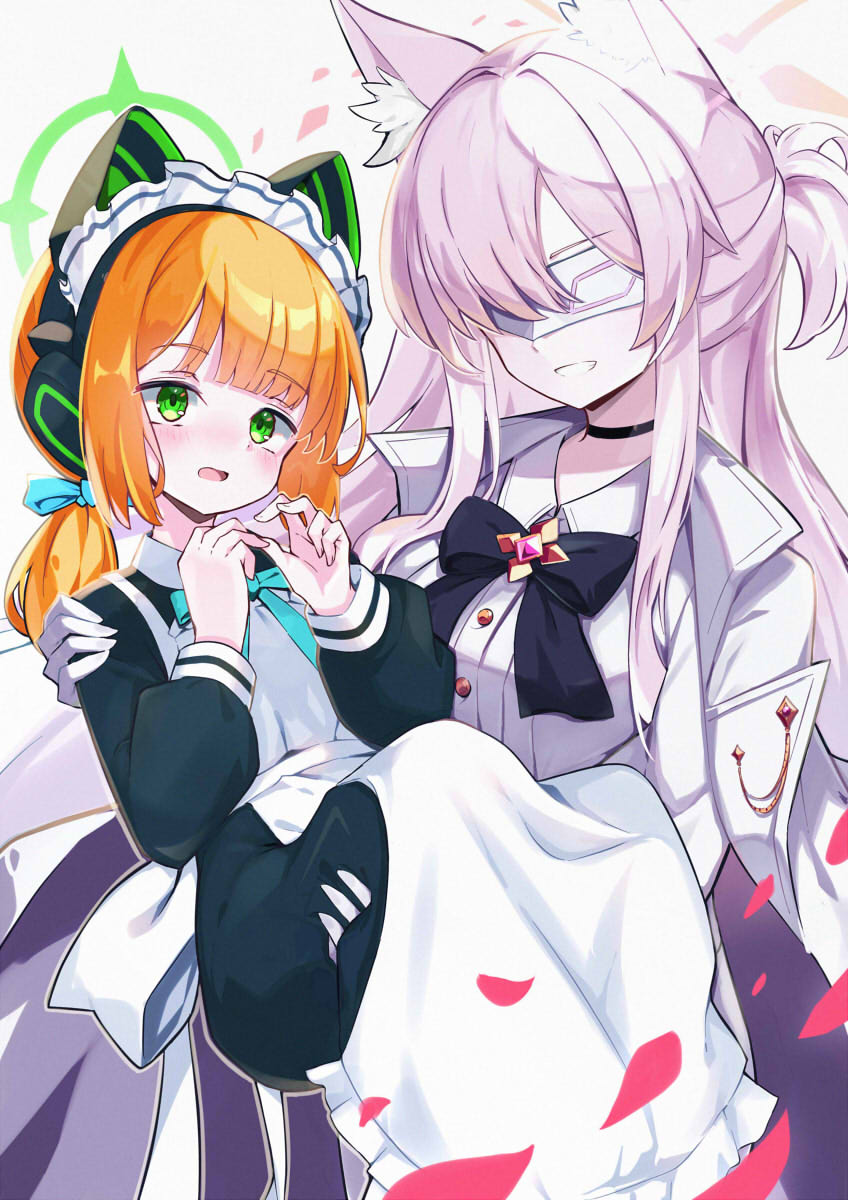 midori and akira (blue archive) drawn by omochishiki