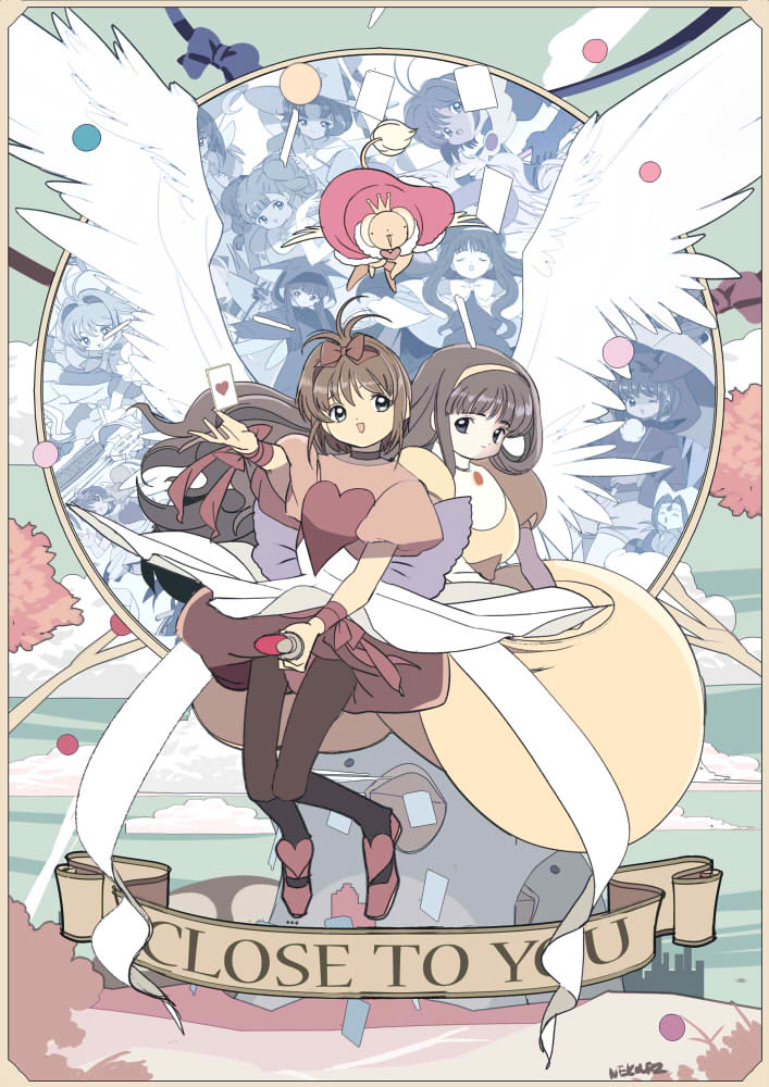 kinomoto sakura, kero, and daidouji tomoyo (cardcaptor sakura) drawn by edoya_inuhachi