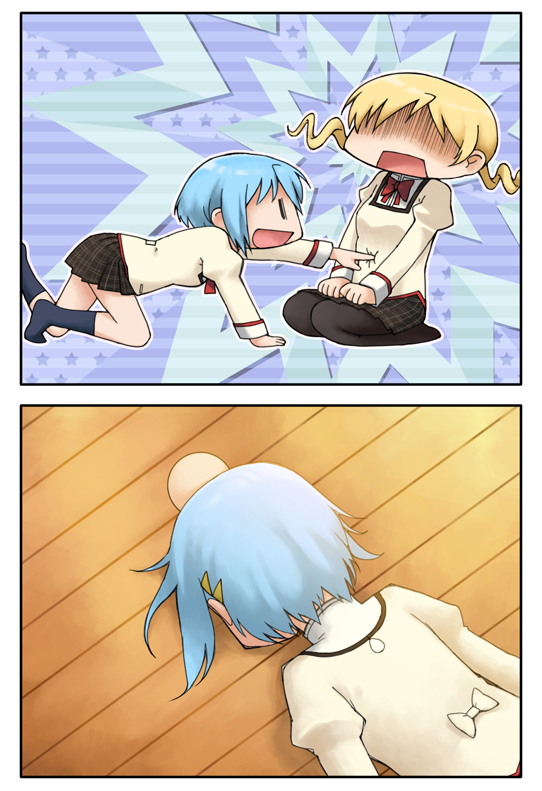miki sayaka and tomoe mami (mahou shoujo madoka magica and 2 more) drawn by temurei_(vovovov)