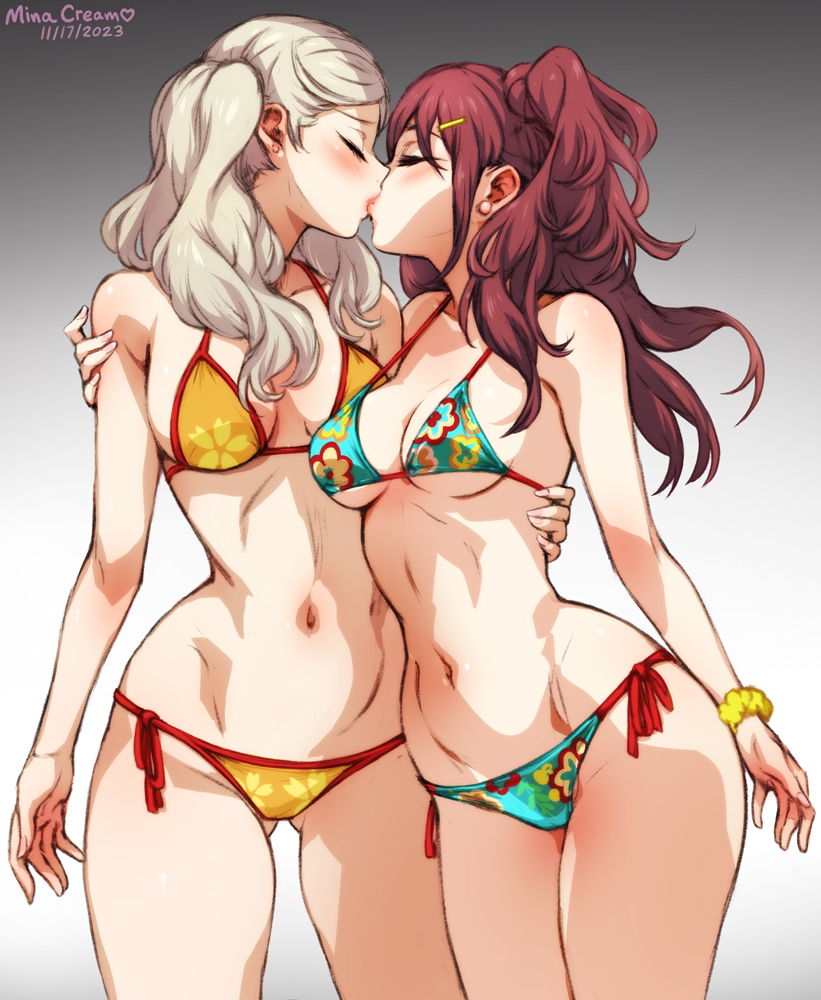 kujikawa rise and takamaki anne (persona and 2 more) drawn by mina_cream