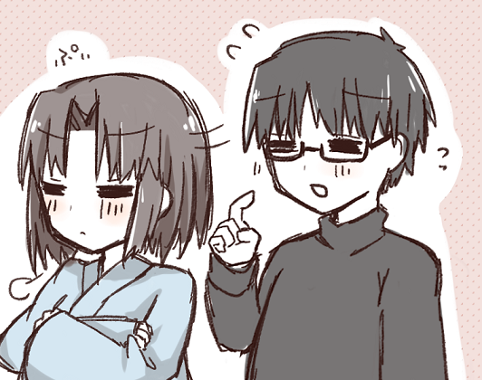 ryougi shiki and kokutou mikiya (kara no kyoukai) drawn by ohitashi_netsurou
