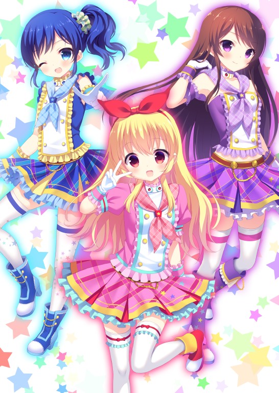 hoshimiya ichigo, kiriya aoi, and shibuki ran (aikatsu!) drawn by chitosezaka_suzu