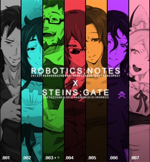 makise kurisu, okabe rintarou, shiina mayuri, amane suzuha, urushibara ruka, and 3 more (steins;gate and 1 more) drawn by banjoo