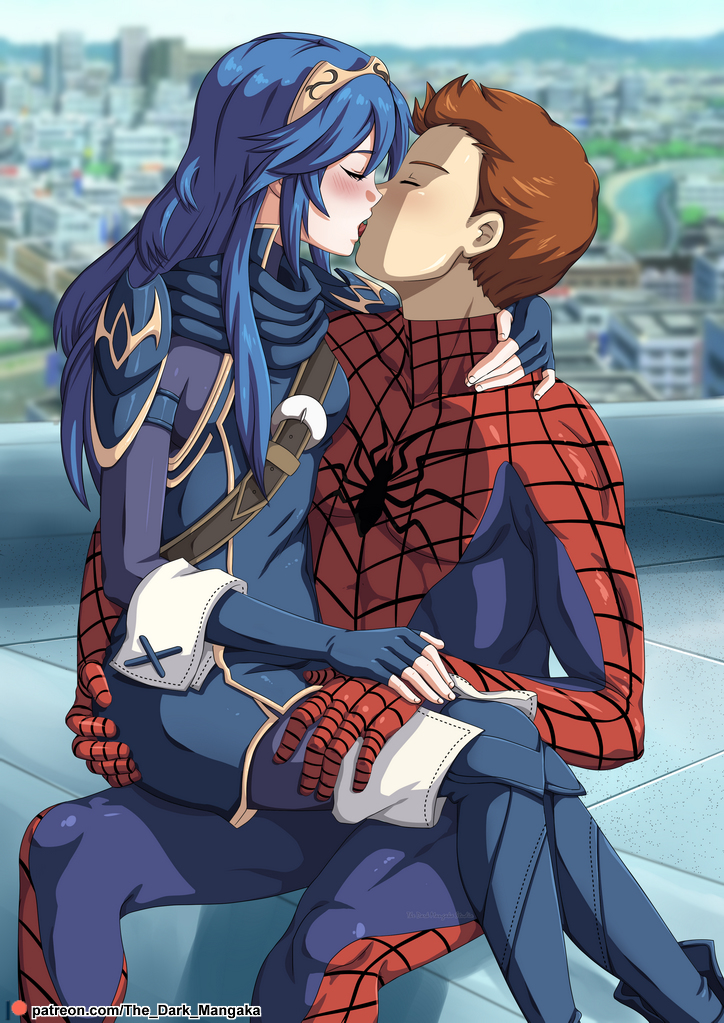 lucina and spider-man (fire emblem and 3 more) drawn by the_dark_mangaka