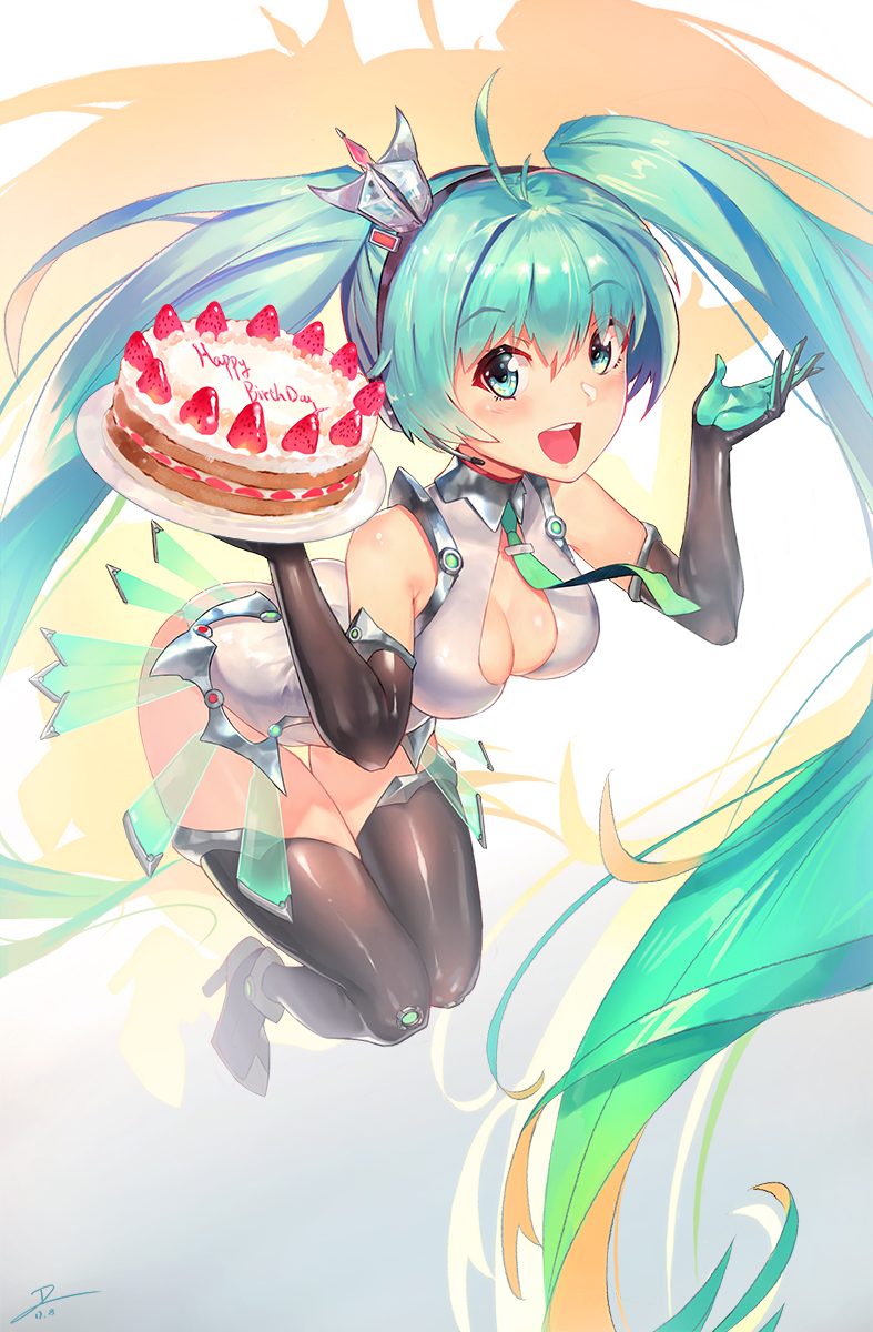 hatsune miku and racing miku (vocaloid and 2 more) drawn by duan_henglong
