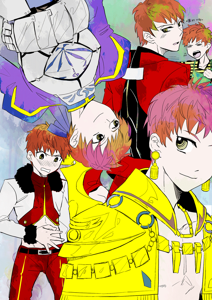 artoria pendragon, saber, gilgamesh, emiya shirou, archer, and 1 more (fate and 2 more) drawn by az2nd