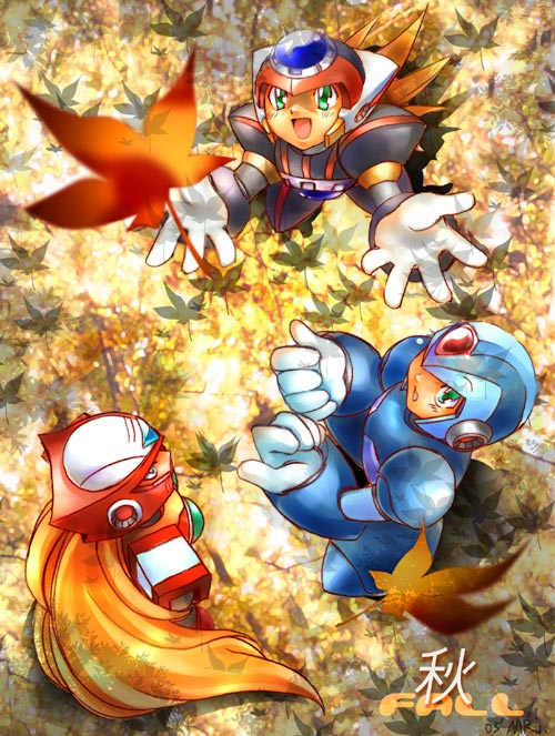 zero, x, and axl (mega man and 1 more) drawn by mri