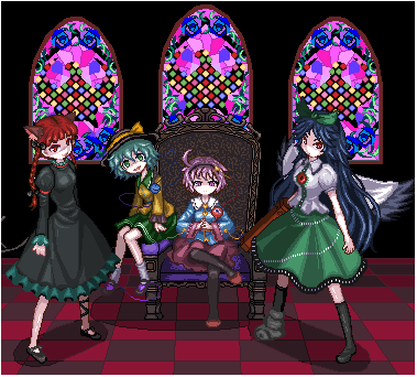 komeiji koishi, komeiji satori, kaenbyou rin, and reiuji utsuho (touhou and 1 more) drawn by unk_kyouso