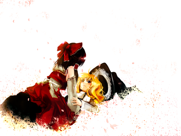 hakurei reimu and kirisame marisa (touhou) drawn by hanada_hyou