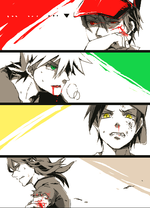 red, ethan, blue oak, and silver (pokemon and 2 more) drawn by tometo_pot