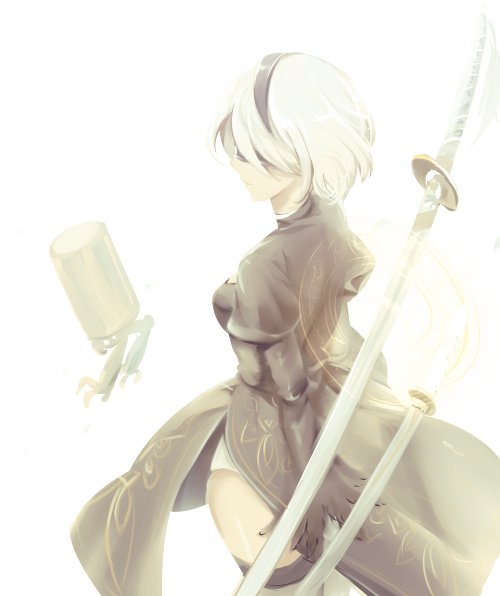 2b and pod (nier and 1 more) drawn by echo_(circa)