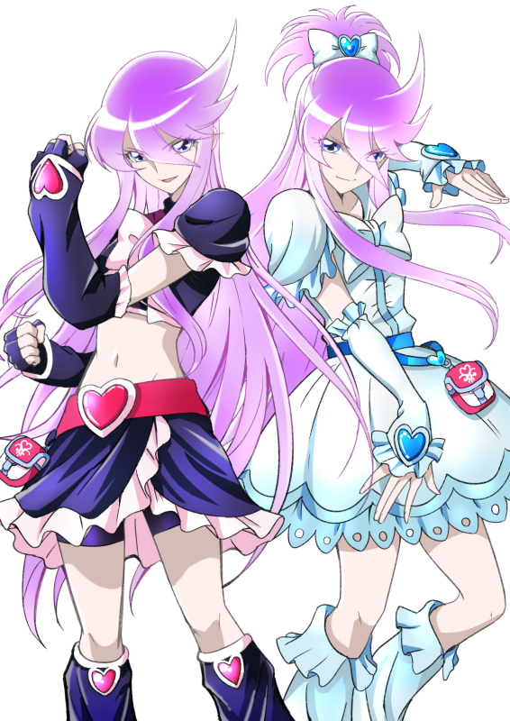 tsukikage yuri, cure black, cure white, and cure moonlight (precure and 2 more) drawn by tsukikage_oyama