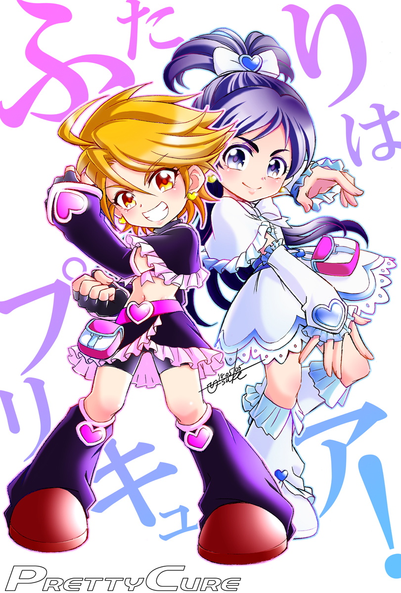 misumi nagisa, yukishiro honoka, cure black, and cure white (precure and 1 more) drawn by yuusuke_(uj15yaku)