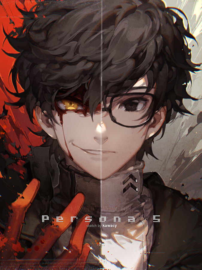 amamiya ren and joker (persona and 1 more) drawn by kawacy