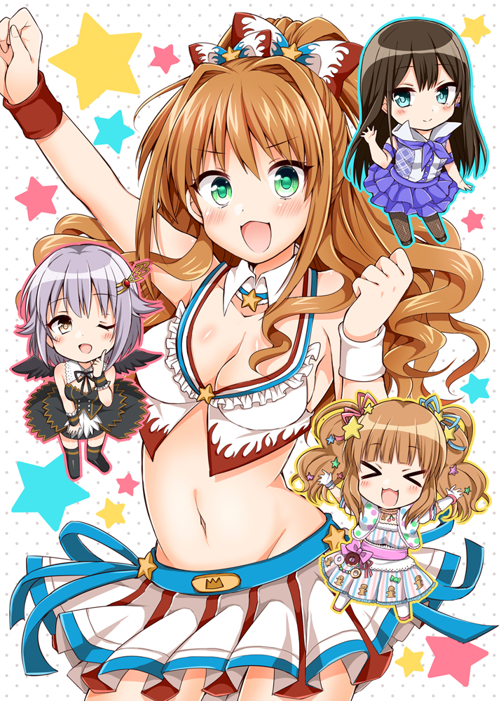 shibuya rin, koshimizu sachiko, moroboshi kirari, and hino akane (idolmaster and 1 more) drawn by tsukudani_norio