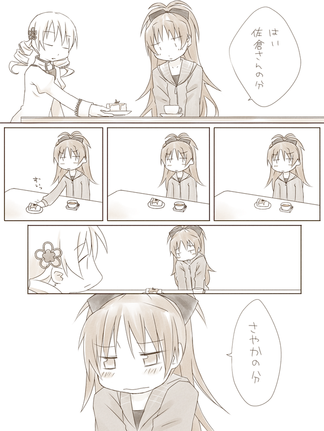 sakura kyoko and tomoe mami (mahou shoujo madoka magica) drawn by tori_(torashimaneko)