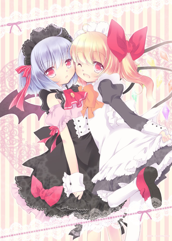 remilia scarlet and flandre scarlet (touhou) drawn by aogiri_sei