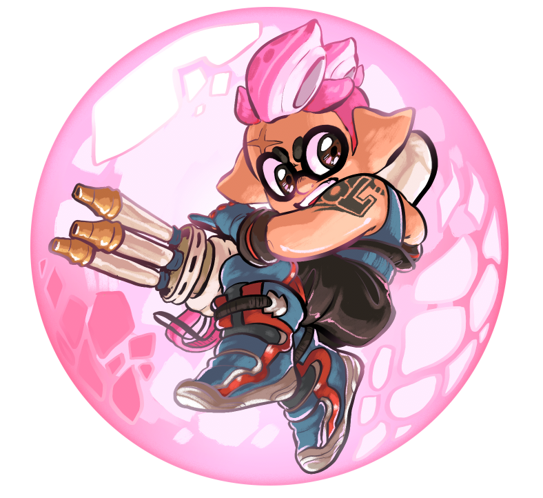 inkling player character and zarya (splatoon and 3 more) drawn by funkgamut