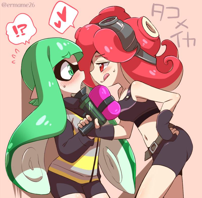 inkling player character, inkling girl, octoling player character, agent 3, and takozonesu (splatoon and 1 more) drawn by eromame