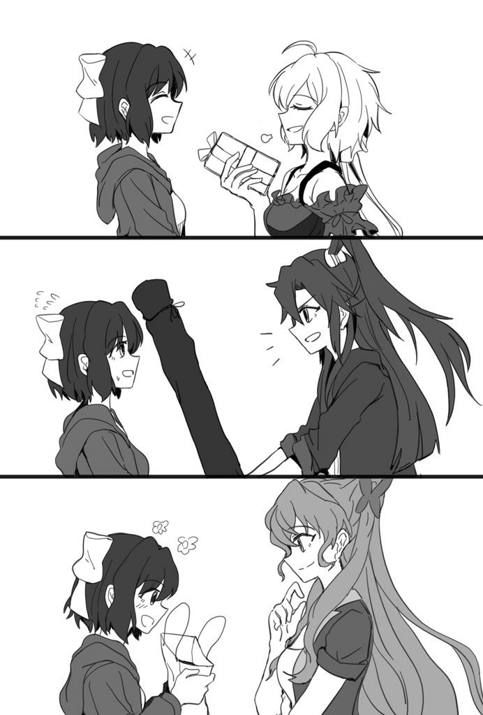 yukine chris, kazanari tsubasa, maria cadenzavna eve, and kohinata miku (senki zesshou symphogear) drawn by akisan_(prsk_ak1)