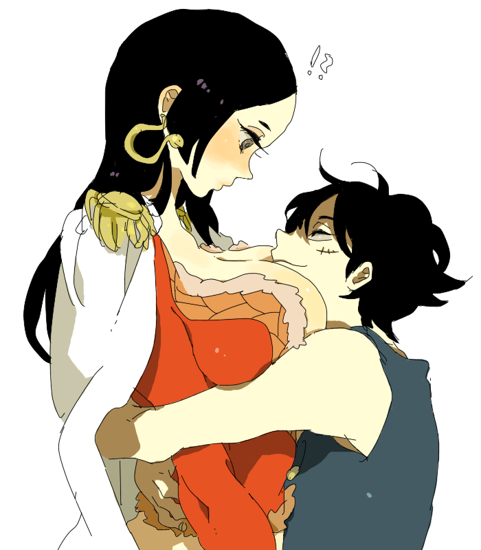 monkey d. luffy and boa hancock (one piece) drawn by kinako_(marubotan)