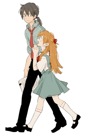 souryuu asuka langley and kaji ryouji (neon genesis evangelion) drawn by 0930erina
