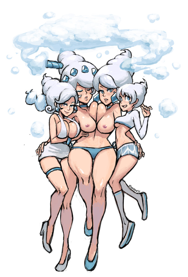 vanillite, vanilluxe, and vanillish (pokemon) drawn by kinuko_(kinucakes)
