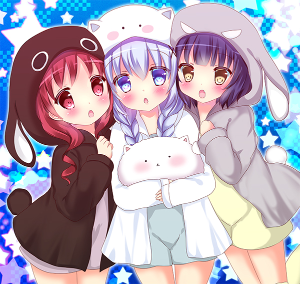 kafuu chino, tippy, jouga maya, and natsu megumi (gochuumon wa usagi desu ka?) drawn by rikatan