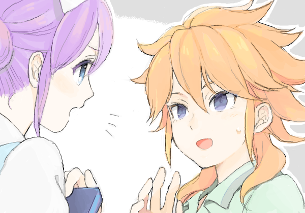 kudou fuyuka and amemiya taiyou (inazuma eleven and 1 more) drawn by hirosuke_(psychexx)