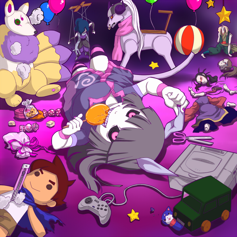 fuyunyan, orochi, kyuubi, oogama, keizou, and 3 more (youkai watch) drawn by sentinel_(ensofu)