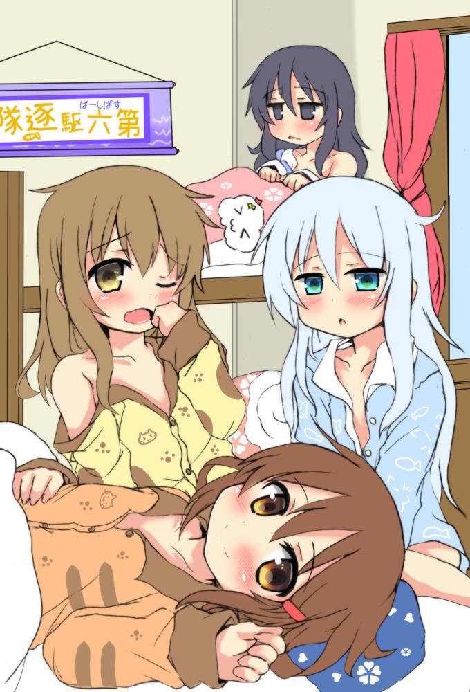 hibiki, inazuma, ikazuchi, akatsuki, and miss cloud (kantai collection) drawn by oshiruko_(uminekotei)
