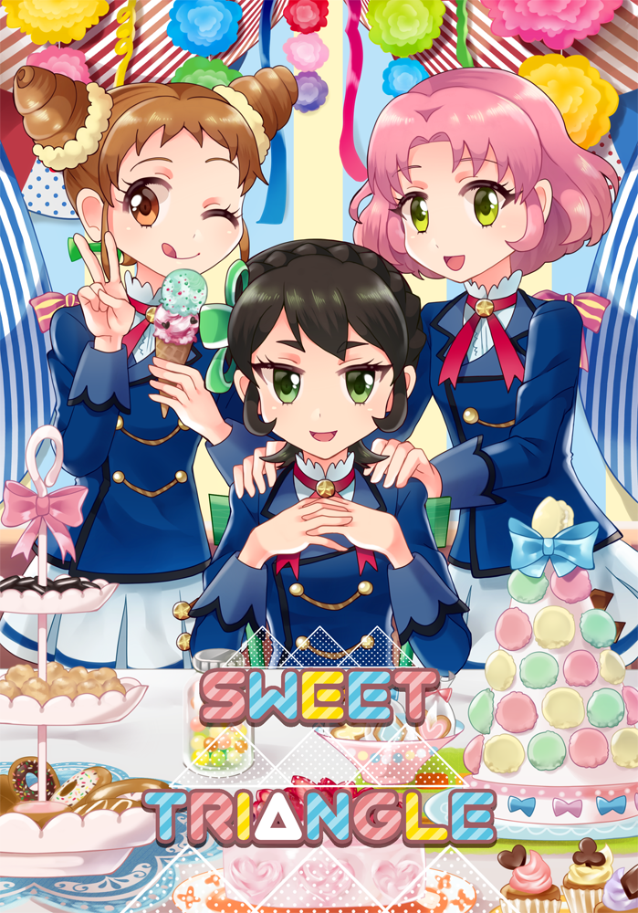arisugawa otome, kitaoji sakura, and kamiya shion (aikatsu!) drawn by pohe