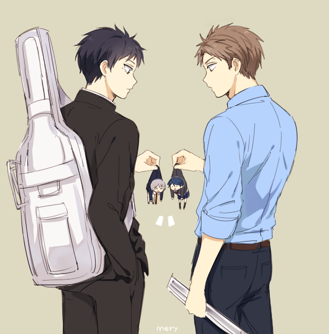 kashima yuu, hori masayuki, kurosaki mafuyu, and ayabe reito (gekkan shoujo nozaki-kun and 1 more) drawn by mery_(yangmalgage)
