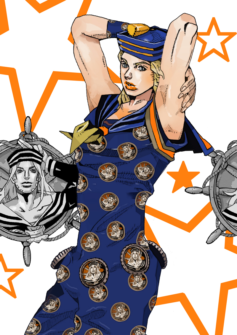 johnny joestar, gyro zeppeli, higashikata josuke, and hirose yasuho (jojo no kimyou na bouken and 2 more) drawn by tanaka_kaori