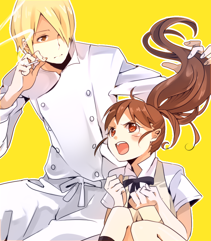 taneshima popura and satou jun (working!!) drawn by mrk510