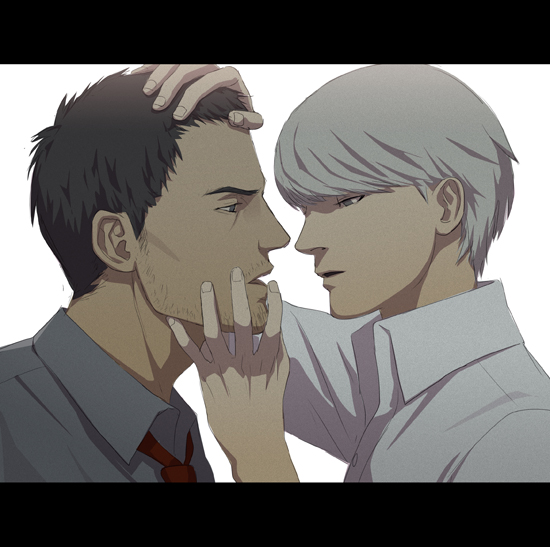 narukami yu and doujima ryoutarou (persona and 1 more) drawn by gb_(doubleleaf)