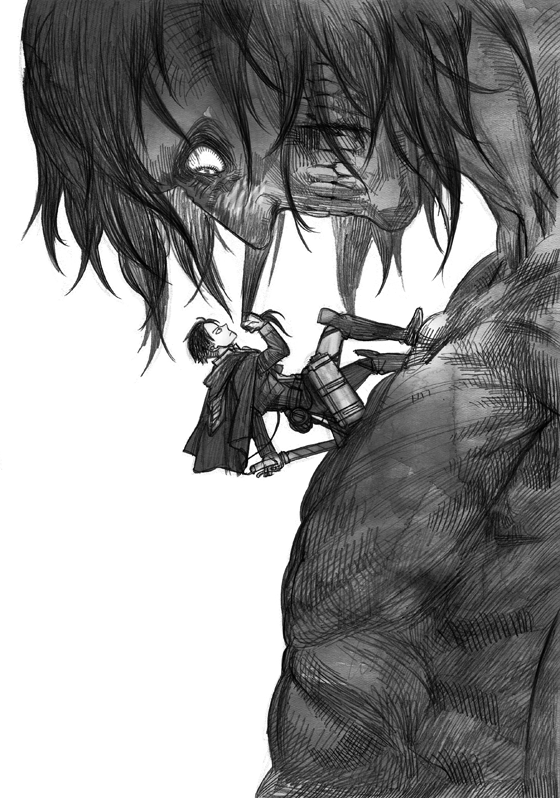 levi and titan (shingeki no kyojin) drawn by prema-ja