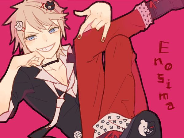 enoshima junko and monokuma (danganronpa and 1 more) drawn by io_(sinking=carousel)