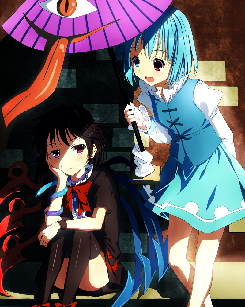 tatara kogasa and houjuu nue (touhou) drawn by cnm