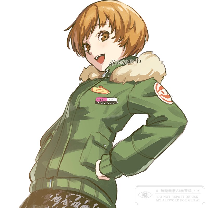 satonaka chie (persona and 1 more) drawn by ssssantn