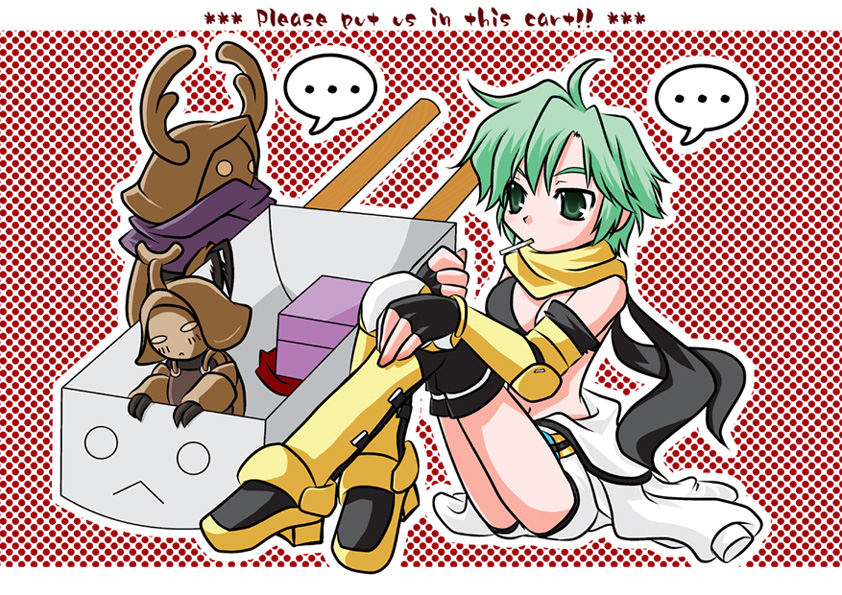 mechanic, two-horn scaraba, and one-horn scaraba (ragnarok online) drawn by yazawa_kazuki