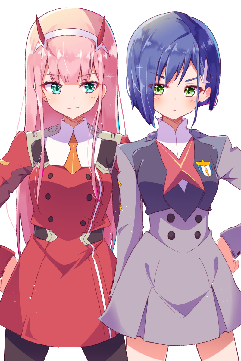 zero two and ichigo (darling in the franxx) drawn by ichijo_rei