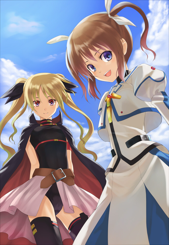 fate testarossa and takamachi nanoha (lyrical nanoha and 2 more) drawn by tadokoro_teppei